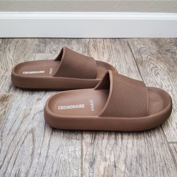 Cushionaire Feather Cloud Recovery Slide Sandals with +Comfort Brown Size 6 - Picture 6 of 9